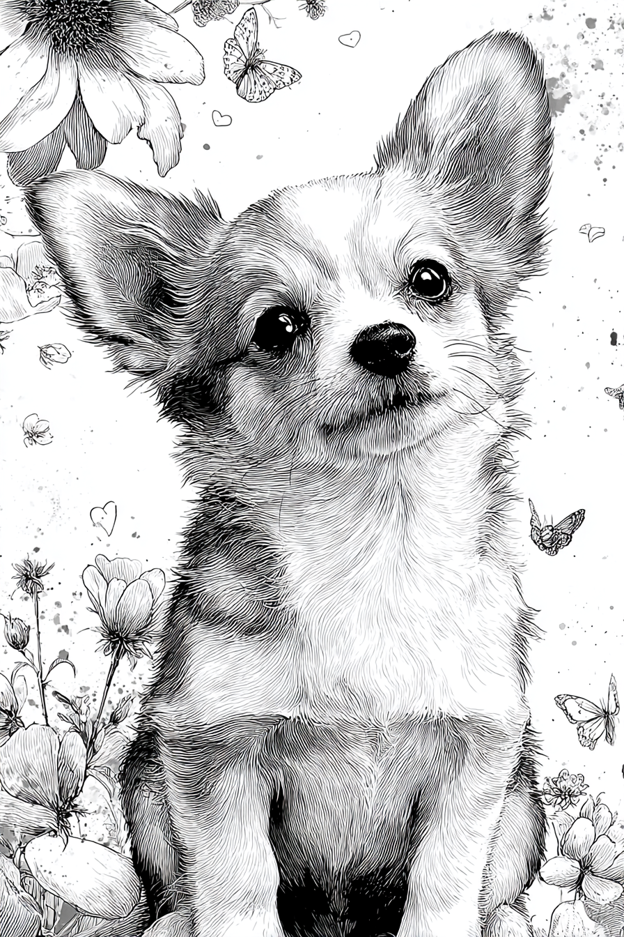 Cute Chihuahua Coloring Book 1 for Adults/Kids Adorable Puppy Designs, Relaxing Stress Relief Dog Coloring Pages Perfect Gift Chihuahua Lovers